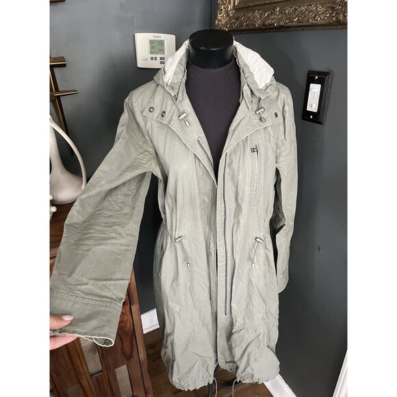Peruvian Connection Shale Green Newport Hooded Anorak Rain Jacket Womens Size L - Picture 1 of 14